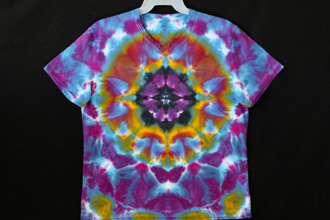 V neck Stretch T shirt Large #3181 Mandala design $80