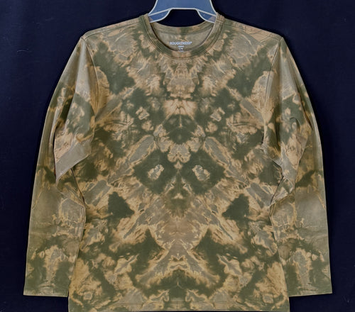 Long sleeve stretch Cotton T shirt Monochromatic Large #4964 Chevron design $120