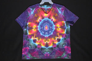 Men's stretch V neck T shirt XL #1172 Mandala design $80